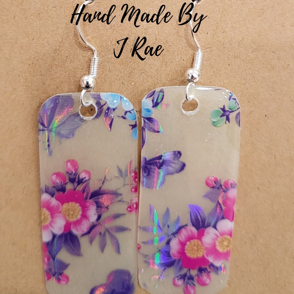 Hand Made By J Rae Floral And Maple Leaves Earrings. Style E 1019